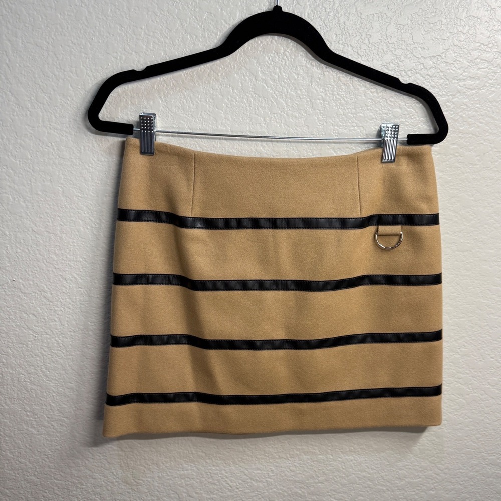 NWT Sonia by Sonia Rykiel Camel Wool Cashmere Striped Mini Skirt French Girl 38
